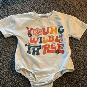 Kids White 'Young Wild & Three' Bodysuit